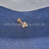 Piercing Labret Aço Cirúrgico Triângulo 3 Zircônia