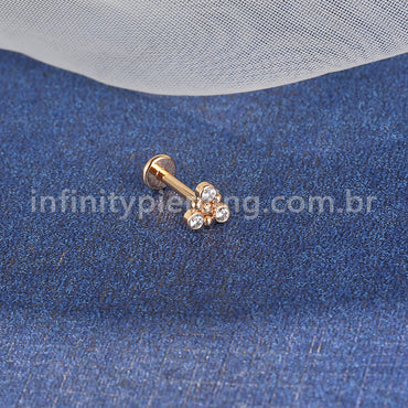 Piercing Labret Aço Cirúrgico Triângulo 3 Zircônia