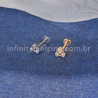 Piercing Labret Aço Cirúrgico Triângulo 3 Zircônia