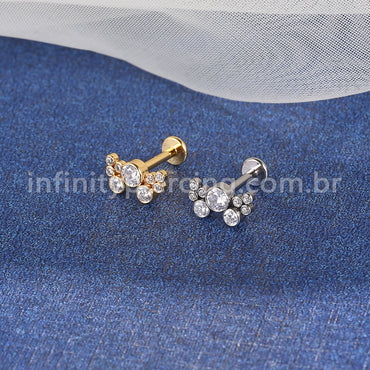 Piercing Labret Aço Cirúrgico Zircônias