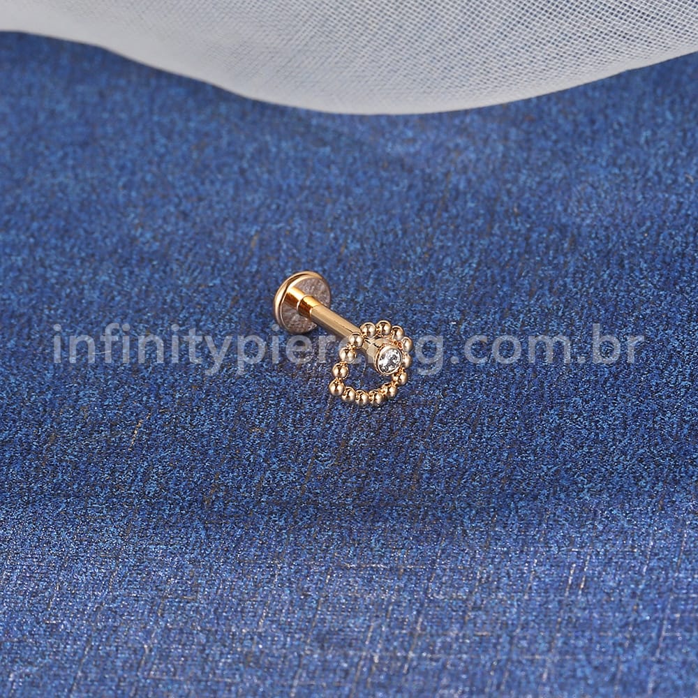 Piercing Labret Aço Cirúrgico Gota Zircônia Redondo