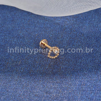 Piercing Labret Aço Cirúrgico Gota Zircônia Redondo