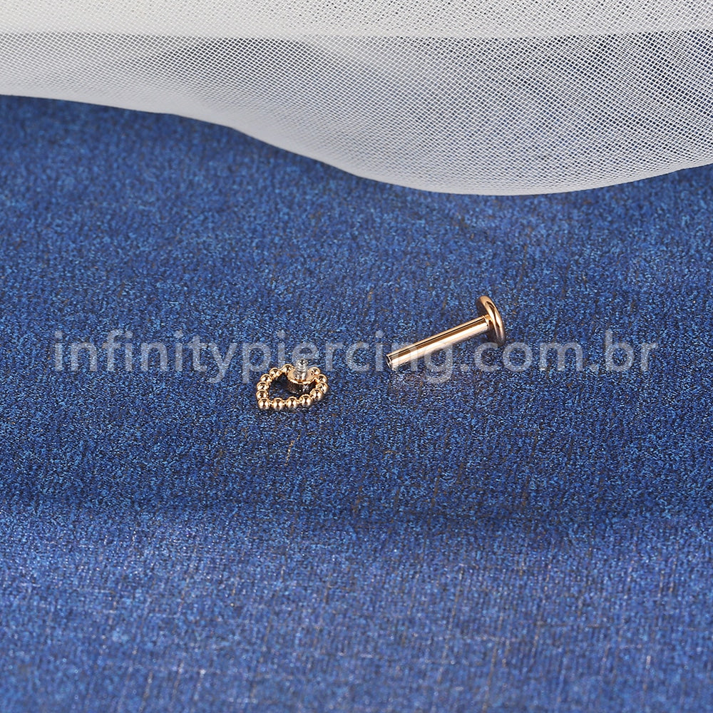 Piercing Labret Aço Cirúrgico Gota Zircônia Redondo