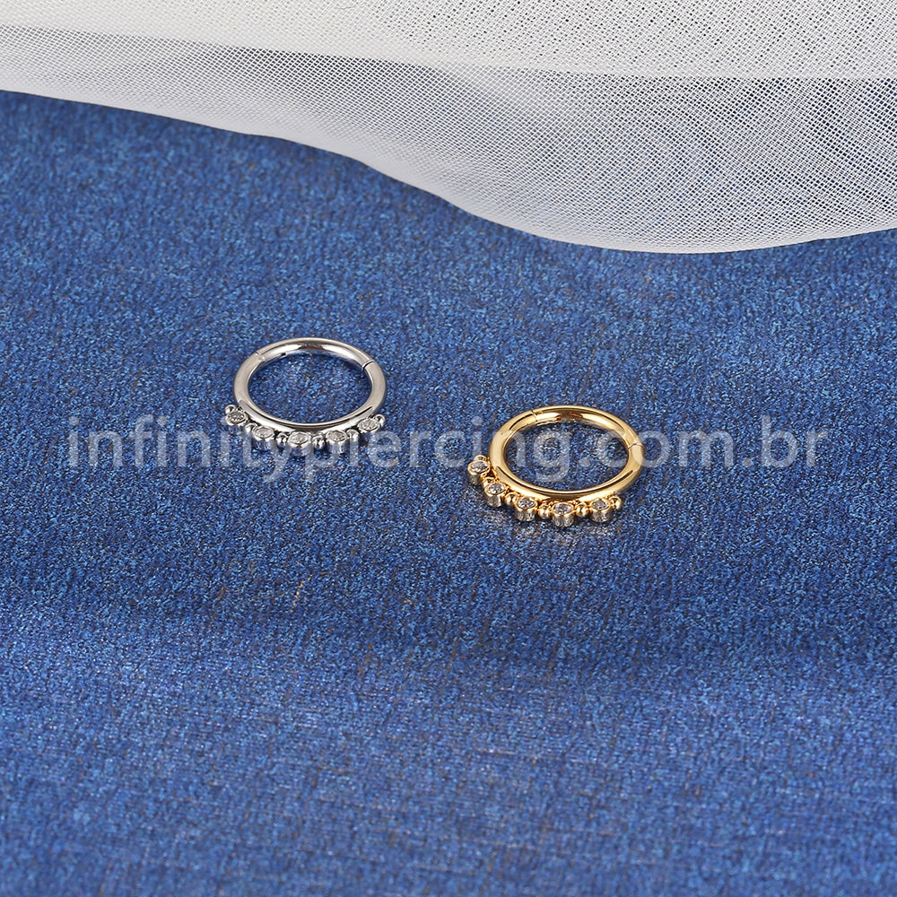 Piercing Argola Aço Cirúrgico Indiano 5 Zircônias