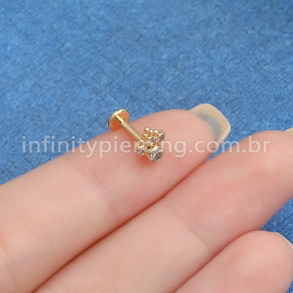 Piercing Labret Aço Cirúrgico Indiano Zircônias