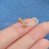 Piercing Labret Aço Cirúrgico Indiano Zircônias