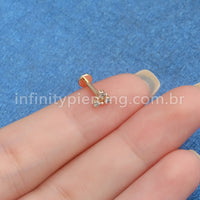 Piercing Labret Aço Cirúrgico Triângulo 3 Zircônia