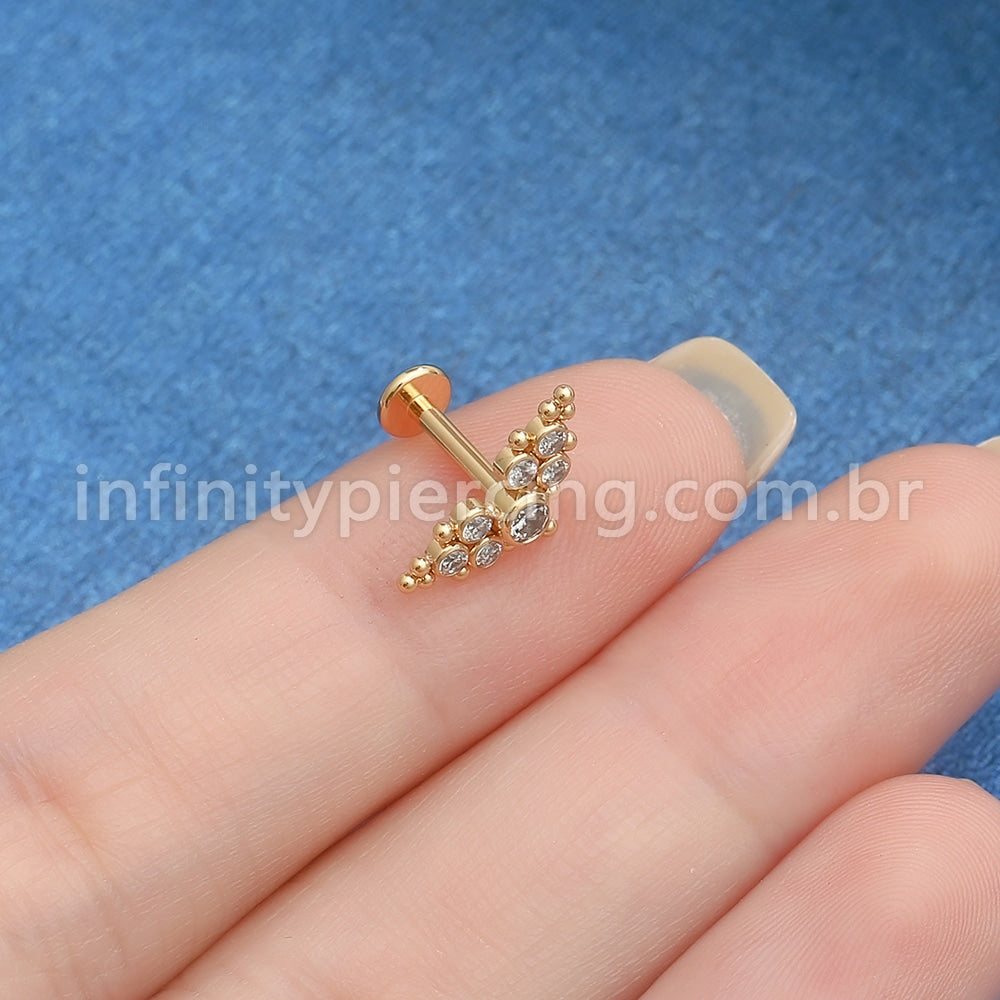 Piercing Labret Aço Cirúrgico Indiano Zircônia