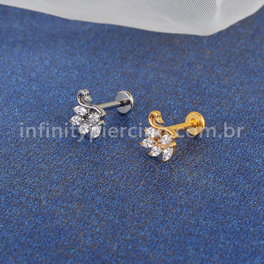 Piercing Labret Titânio Cisne Zircônia Cravejada