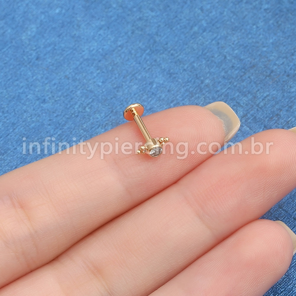Piercing Labret Aço Cirúrgico Indiano Zircônia