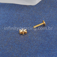 Piercing Labret Aço Cirúrgico Flor Zircônia Cravejada