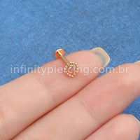 Piercing Labret Aço Cirúrgico Gota Zircônia Redondo