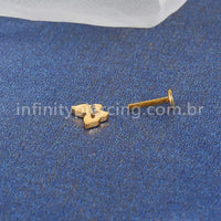 Piercing Labret Titânio Borboleta Zircônia Cravejada