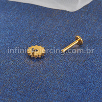 Piercing Labret Titânio Flor Zircônia Cravejada