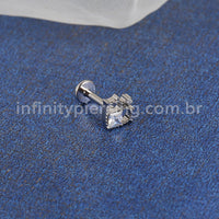 Piercing Labret Titânio Coração Zircônia Cravejada