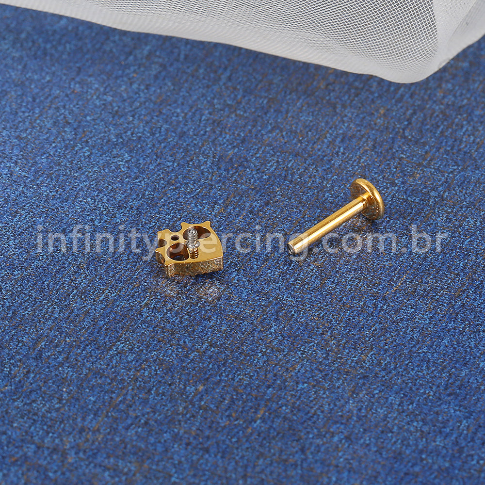 Piercing Labret Titânio Coração Zircônia Cravejada