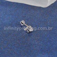 Piercing Labret Titânio Coração Zircônia Cravejada E Borboleta