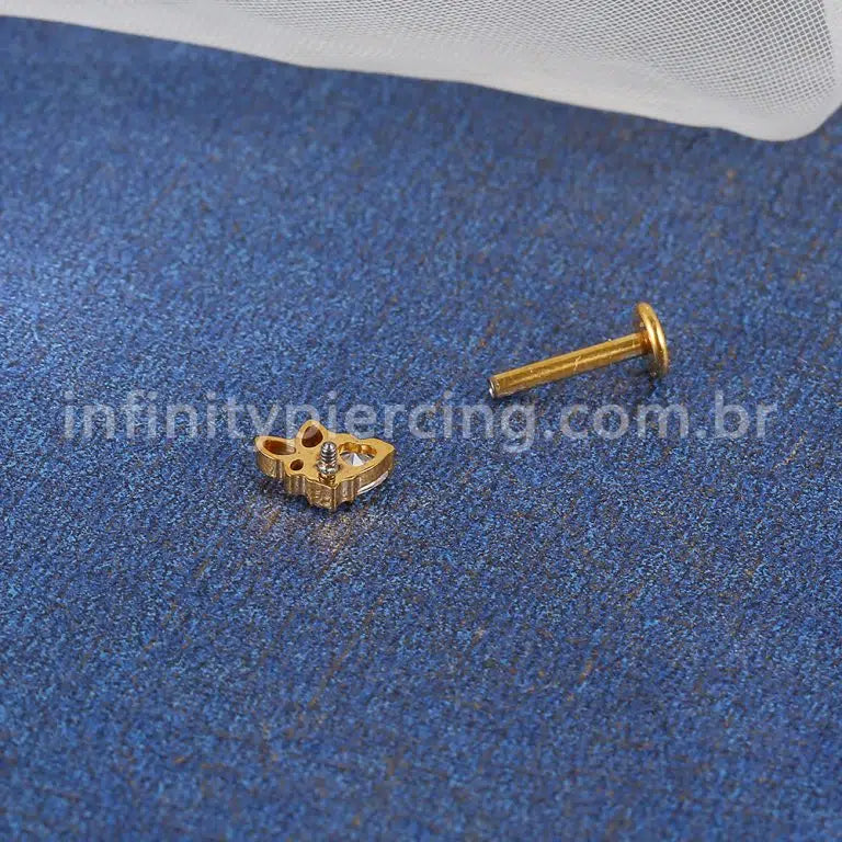 Piercing Labret Titânio Coração Zircônia Cravejada E Borboleta