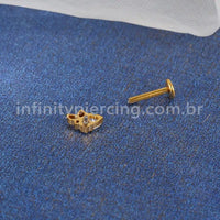 Piercing Labret Titânio Coração Zircônia Cravejada E Borboleta