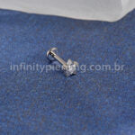 Piercing Labret Titânio Estrela 1 Pedra Zircônia