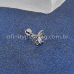 Piercing Labret Titânio Borboleta Zircônia Cravejada
