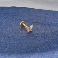 Piercing Labret Titânio Borboleta Zircônia Cravejada