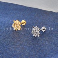 Piercing Labret Titânio Folha Zircônia Cravejada