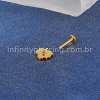 Piercing Labret Titânio Folha Zircônia Cravejada