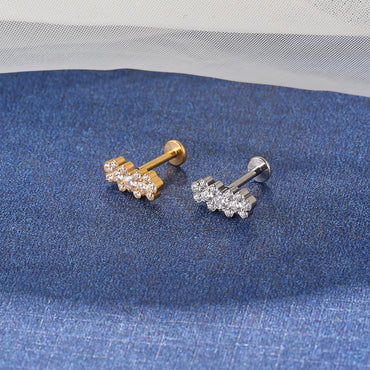 Piercing Labret Aço Cirúrgico Zircônia Cravejada Flor