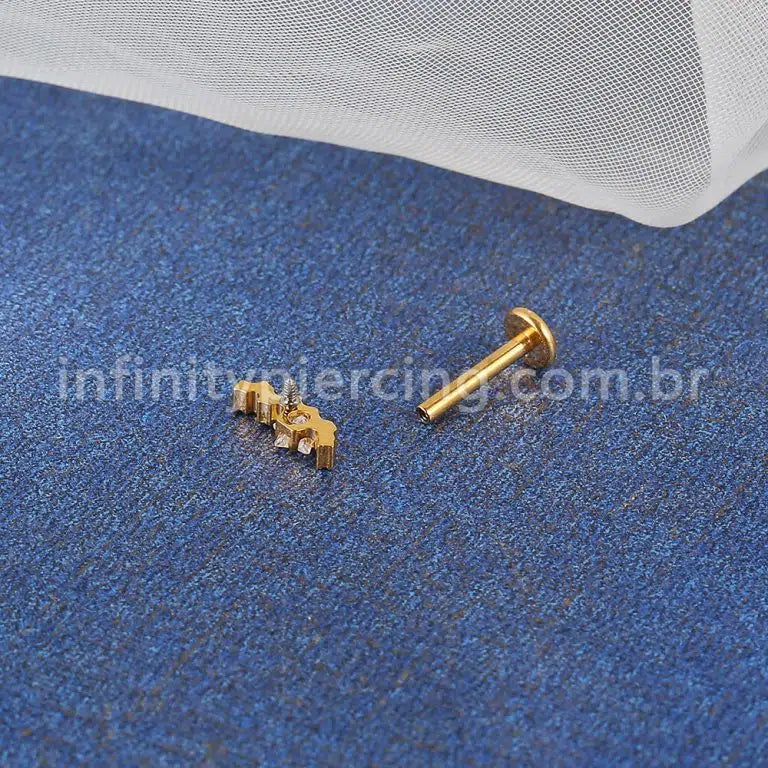 Piercing Labret Titânio Estrela Zircônia Cravejada