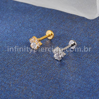 Piercing Labret Titânio Patinha Zircônia Cravejada