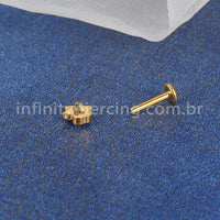 Piercing Labret Titânio Patinha Zircônia Cravejada