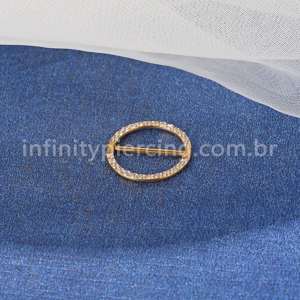 Piercing Argola Titânio Mamilo Zircônia Cravejada