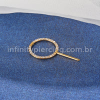 Piercing Argola Titânio Mamilo Zircônia Cravejada