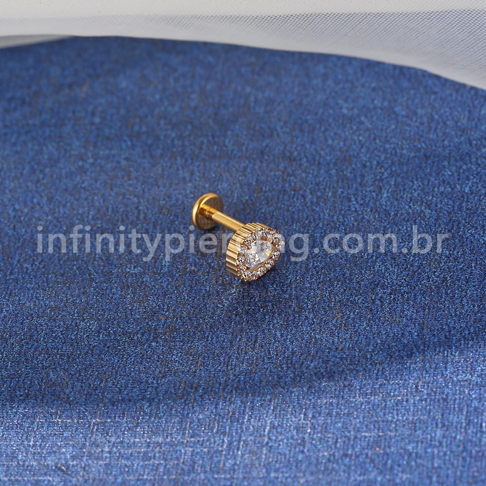 Piercing Labret Titânio Gota Zircônia