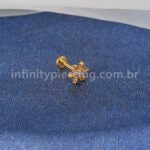 Piercing Labret Titânio Floco De Neve Zircônias