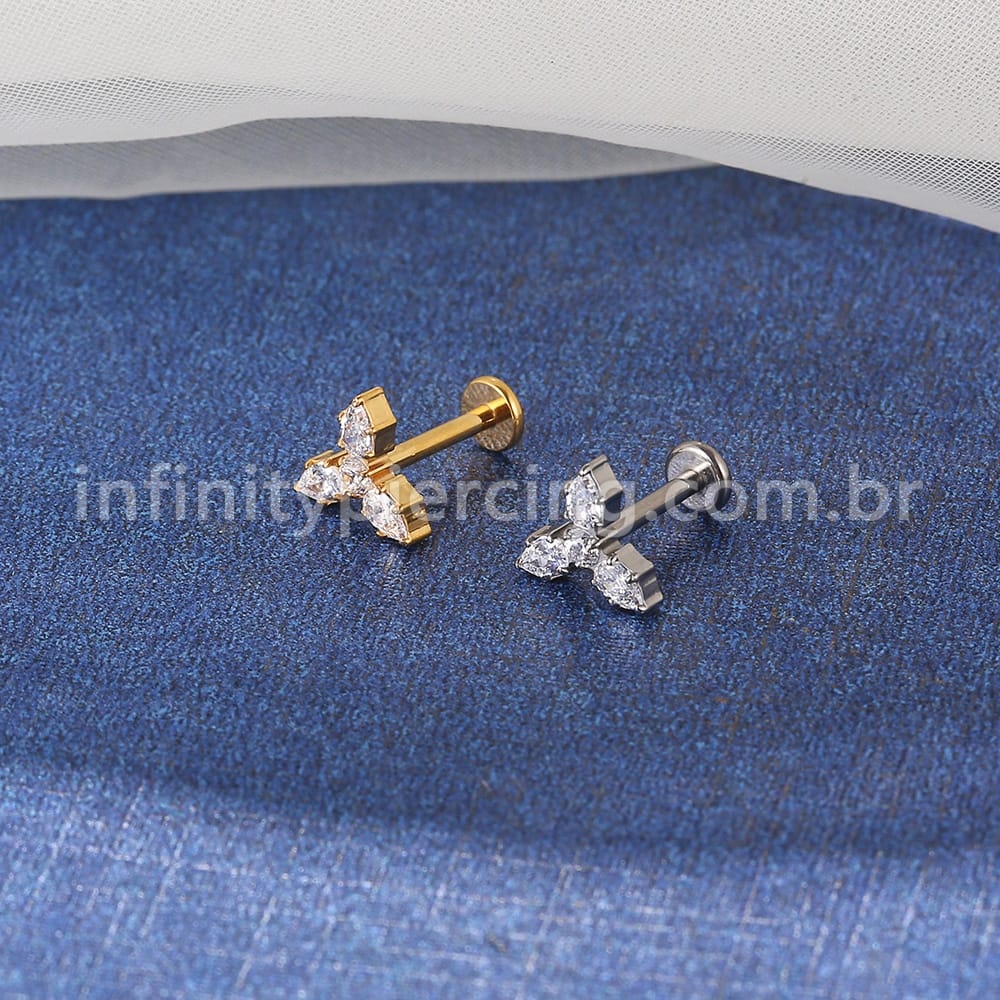 Piercing Labret Titânio 4 Zircônia Cravejada