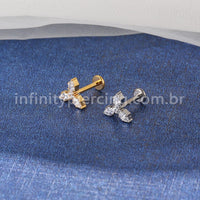 Piercing Labret Titânio 4 Zircônia Cravejada