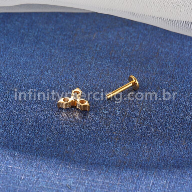 Piercing Labret Titânio 4 Zircônia Cravejada