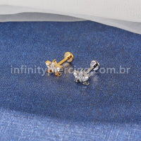 Piercing Labret Titânio 4 Pedras Zircônia