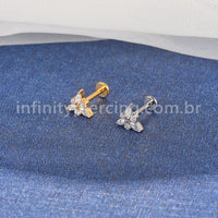 Piercing Labret Titânio Triângulo Zircônias Cravejada