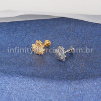 Piercing Labret Titânio Coração Detalhada Zircônia Cravejada