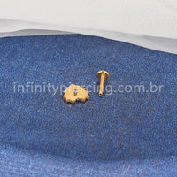 Piercing Labret Titânio Coração Detalhada Zircônia Cravejada