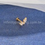Piercing Labret Titânio 7 Pedras Zircônia