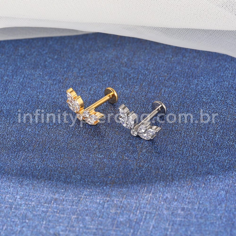 Piercing Labret Titânio 7 Pedras Zircônia