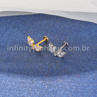 Piercing Labret Titânio 7 Pedras Zircônia