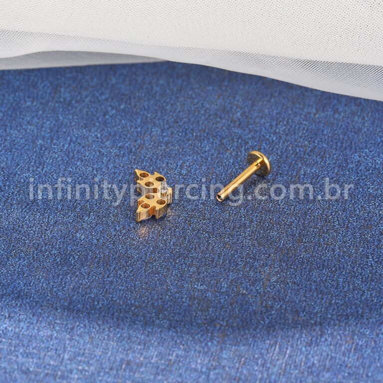 Piercing Labret Titânio 7 Pedras Zircônia
