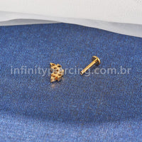 Piercing Labret Titânio 7 Pedras Zircônia