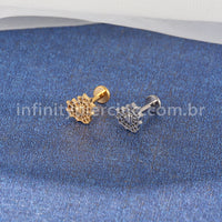 Piercing Labret Titânio Coração Detalhada