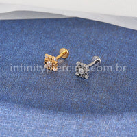 Piercing Labret Titânio Quadrada 5 Zircônias